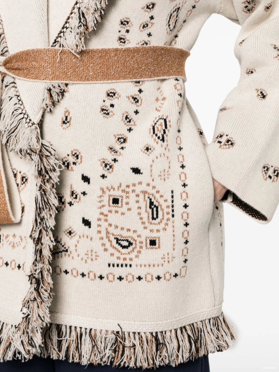 Affordable Women paisley-jacquard frayed cardigan Alanui 0418